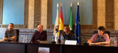 Question time for the helminth vaccine group; left to right, Peter Geldhof (University of Gent), Al Nisbet (Moredun Research Institute), Krystyna Cwiklinski (Queens University Belfast), Diana Williams (University of Liverpool, Scientific Advisory Panel).
