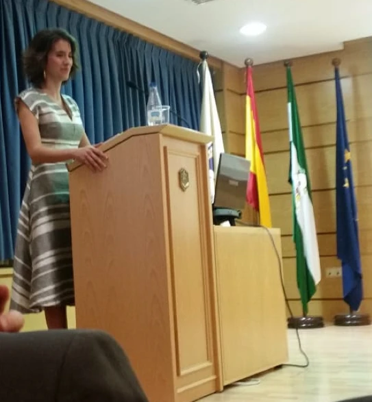Isabel Lourdes Pacheco Luque during her Thesis presentation.